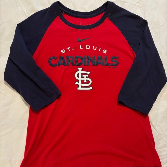 Nike STL Cardinals 3/4 Sleeve Raglan Tee – Women’s Small Blue/Red - Picture 1 of 1